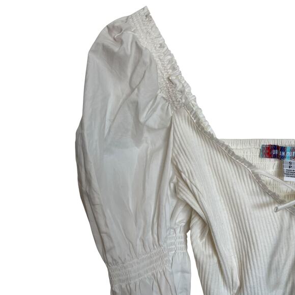 Urban Outfitters Rozi Blouse White Puff Flare Sleeve White Peasant Prairie Top - Picture 5 of 8